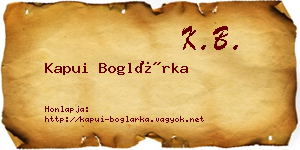 Kapui Boglárka névjegykártya